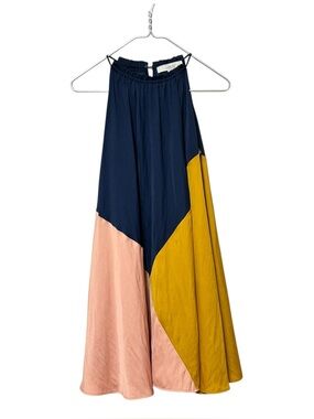Ann Taylor Loft Color Block Halter Swing Dress Size Petite Small SP